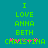 Green pixelated text on teal background reads 'I LOVE ANNA BETH CHRISTINA' with pink and purple accents below the last name.