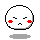 Two pixelated white circular faces with red cheeks, black outlines, and gray shadows on a light gray background.
