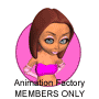 Animated avatar with brown hair and blue eyes in pink circular background, wearing pink strapless top, showing facial expression changes across frames.