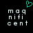 A black background displays a cyan heart symbol above pixelated white text reading 'magnificent' in three lines, with the right side showing slightly less blurred pixels.