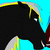 Black horse head with yellow and gray mane against cyan background, showing slight head movement across frames.