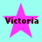 Four identical pink star icons with dark brown text reading "Victoria" on a light cyan background, arranged in a
