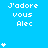 Blue background with white text 'J'adore vous Alec' repeated across multiple and , accompanied by varying numbers of small white star symbols