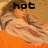 six identical pixelated images showing a person in striped clothing with the word 'hot' overlaid, each image positioned on an orange background