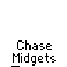 Animated contact sheet of a pixelated orange character with white head performing sequential movements across 20 frames on gray background, labeled "Chase Midgets" text below each frame.