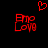 Red pixelated text 'Emp Love' in two side-by-side arrangements with a red heart above, all on black background.