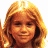 A 48x48 pixel buddy icon split into two sections: a left-side portrait of a person with long blonde hair and a right-side green background with text.