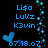 Blue pixelated text and symbols on a black background with scattered cyan dots.