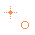 Pixelated orange and yellow shapes on white background: four star-like crosses with dots, two hollow circles in orange, one solid small cross, and three hollow circles transitioning from orange to yellow.