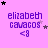 Purple text 'elizabeth cavacos' with '<8' below on pink background, surrounded by black and gray stars in various positions.