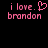 Pixelated pink text on black background reads "i love." with a heart symbol followed by "brandon" below, then changes to "i love.." with two dots.