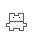 white pixelated shapes with gray outlines on a light gray background, some displaying two black dots as eyes and one shape showing pink text