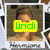 four pixelated images with overlaid text labels: top-left shows a person behind 'Lindi' in green, top-right has a figure holding '<3', bottom-left displays 'Harry Potte' over dark hair