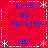 Red background with blue text and white decorative elements arranged in a pattern
