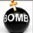 A black bomb icon with a lit fuse displays 'BOMB' text, then changes to 'Eat Faith bomb!', and finally shows 'BOOM!' on red background.