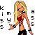 A 4-frame animated contact sheet of a pixel-art blonde woman in red crop top and black shorts with changing text around her, each frame showing slight pose variations against white background.
