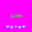Green text 'Liam' on bright pink background with two of pixelated symbols below, one showing light blue and purple shapes