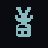 Light blue pixelated figure with segmented body, two square eyes, and four antennae-like protrusions on a black background.