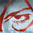 Red abstract lines form a stylized eye shape on a light blue and gray gradient background with pixelated texture.
