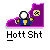 Pixel art icon shows a character in blue and yellow clothing holding a magnifying glass, standing before a purple structure with a checkered window, below text reading 'Hott Sht'.