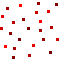 Static composition of scattered red and dark red squares on a light gray background with no visible text or motion.