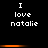 Black background with white pixelated text "I love natalie" arranged in three , separated by an orange horizontal bar that changes position across observations
