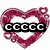 A pixelated heart-shaped icon with a maroon outline and white interior, overlaid by black rectangular bars containing the repeated letter 'C' in white.