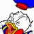 Static pixelated icon featuring abstract shapes including a blue top section, red oval shape, and multicolored lower portion with yellow, red, and blue elements connected by gray lines on white background.