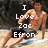 Pixelated image of a shirtless man on a beach with text overlays reading "I Love Zac Efron" and "HE'S HOTTTT!!".