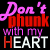 A contact sheet of five animated frames showing a text-based buddy icon with the phrase "Don't phunk with my HEART" in varying color schemes and animation effects on a black background.