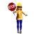Animated sequence of a figure in yellow hard hat and orange shirt holding red stop sign, changing arm positions across frames.
