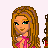 Pixel art contact sheet showing multiple frames of an animated buddy icon with cartoon female characters and pink text phrases on black backgrounds.