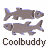 Animated contact sheet of 15 frames showing a fish icon in various poses and orientations, with