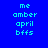 Blue background with cyan text 'me amber april bffs' in two , where 'april' is highlighted in pink in one view and 'bffs' in another