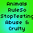 Static pixel art displays four identical of text on a green-to-blue gradient background, each containing the words Animals Rule50 StopTesting Abuse & Cruilty