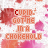 A static image of a repeating pattern featuring the text 'CUPID GOTHE IN A CHOKEHOLD' in red and orange lettering over pink watercolor splatters on white.