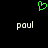 Green pixelated heart symbol above two instances of the text 'paul' in white block letters on a black background.