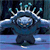 A pixelated blue creature with multiple light blue spikes on its head stands on a blue surface against a dark background.