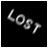 A black square icon with the word 'LOST' in white, angled text that shifts from left to right