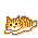 Pixelated orange tabby cat with white chest and paws, lying on gray background in various poses including curled, stretched, and rolling.