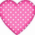 Six pink polka-dot hearts arranged in two , each containing black text with phrases like "Dayumm." and "I love you x3"