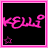 Two side-by-side show a pixelated pink 'KELI' text with a star symbol, where the right 's text is lighter and less saturated than the left