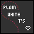Two side-by-side static frames of a digital icon with dark gray background, pixelated text reading PLAIN WHITE T'S, and a heart symbol.