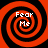 Four identical red and black spiral patterns arranged in a , each containing white text reading "Fear Me"