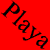 Red background with repeated 'Playa' text in black and red, featuring multiple black square containing distorted or rotated 'Playa' text