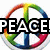 A four- of pixelated icons featuring a rainbow peace symbol, 'PEACE LOVE!' text, smiley faces with '=]' emoticon, and '& ME!' over a blurred face
