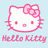 Pixelated Hello Kitty icon with pink bow, white face, and 'Hello Kitty' text on light blue background.