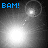 Four- shows blue "BAM!" text above grayscale explosions with white light bursts and dotted trails, each depicting sequential animation frames of a single event