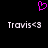 A static pixel art image with a black background, featuring two identical text strings and one pink heart symbol above them.
