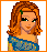 A 4x4 contact sheet of pixel art frames showing a cartoon woman with red hair and blue dress, transitioning from full-body to partial views while pink text spells "Proud!" across the bottom.